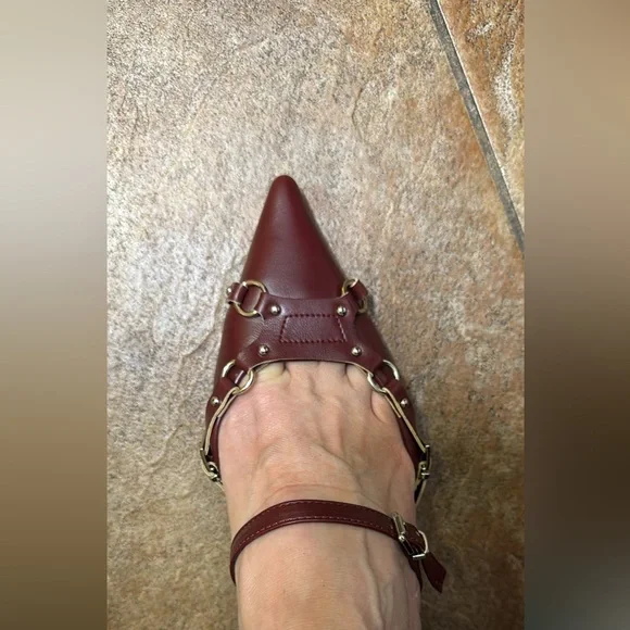 Elegant Burgundy Women's Slip on Kitten Heels - Brand New - Picture 6 of 7